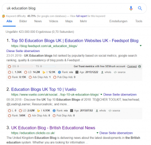 UK Education Blog ranks on Google