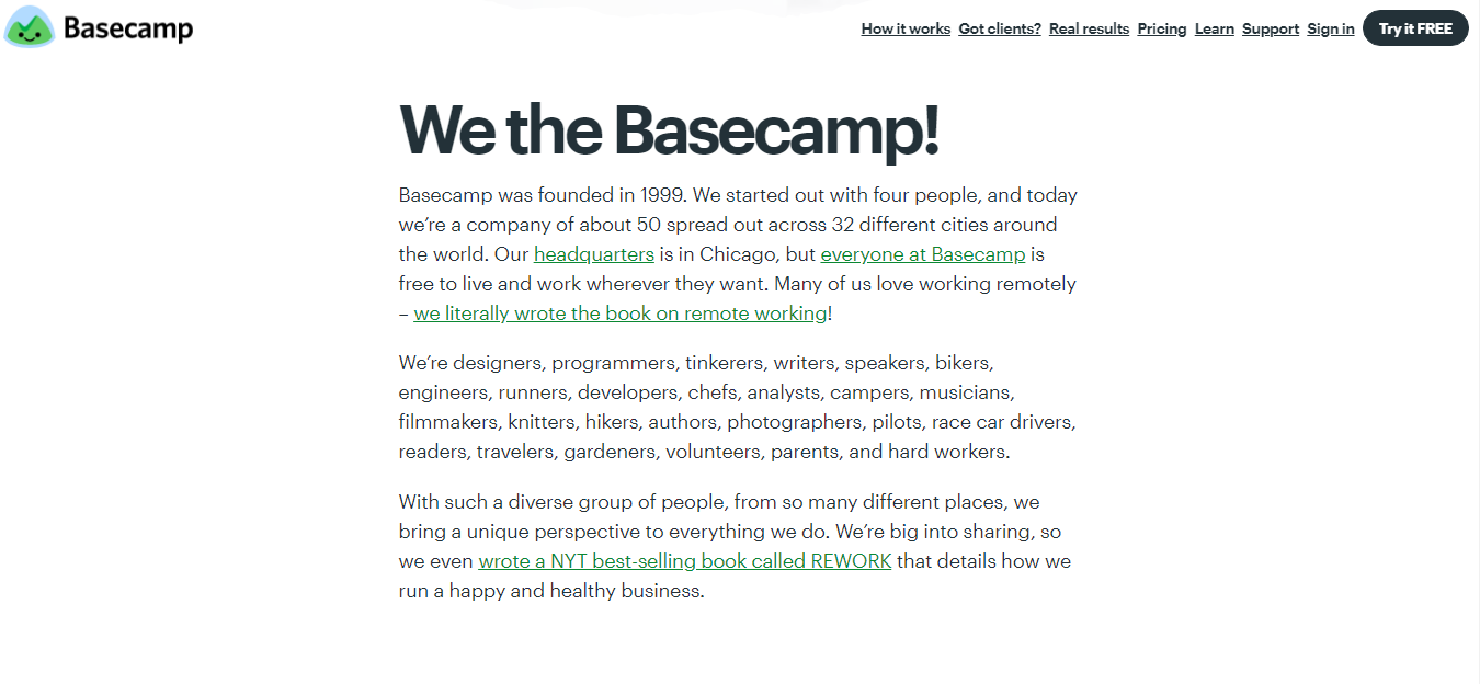 Basecamp shipping info pagr