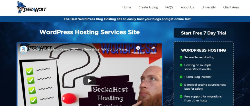 SeekaHost blog hosting services